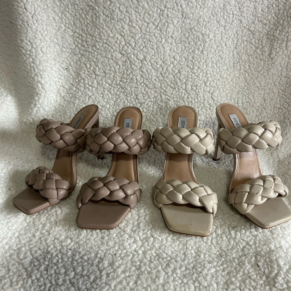 Steve Madden Women's Braided Strap Heels - Beige and Cream